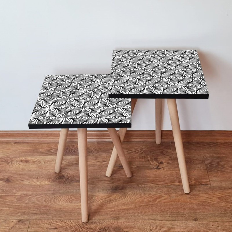 15266_0-800x800 Τραπέζια βοηθητικά Shape σαλονιού 2 τεμάχια μαύρο άσπρο MDF ξύλινα πόδια 35x47cm ed15266 - Image 1