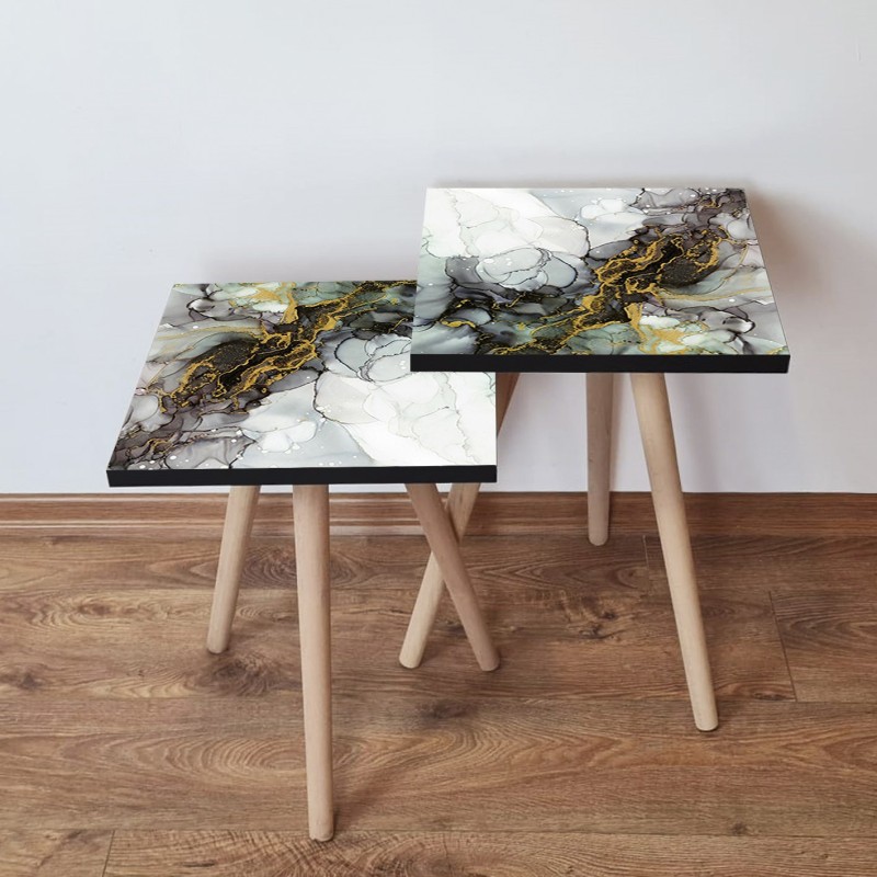 15278_0-800x800 Τραπέζια βοηθητικά Shape σαλονιού 2 τεμάχια multicolor MDF ξύλινα πόδια 35x47cm ed15278 - Image 1