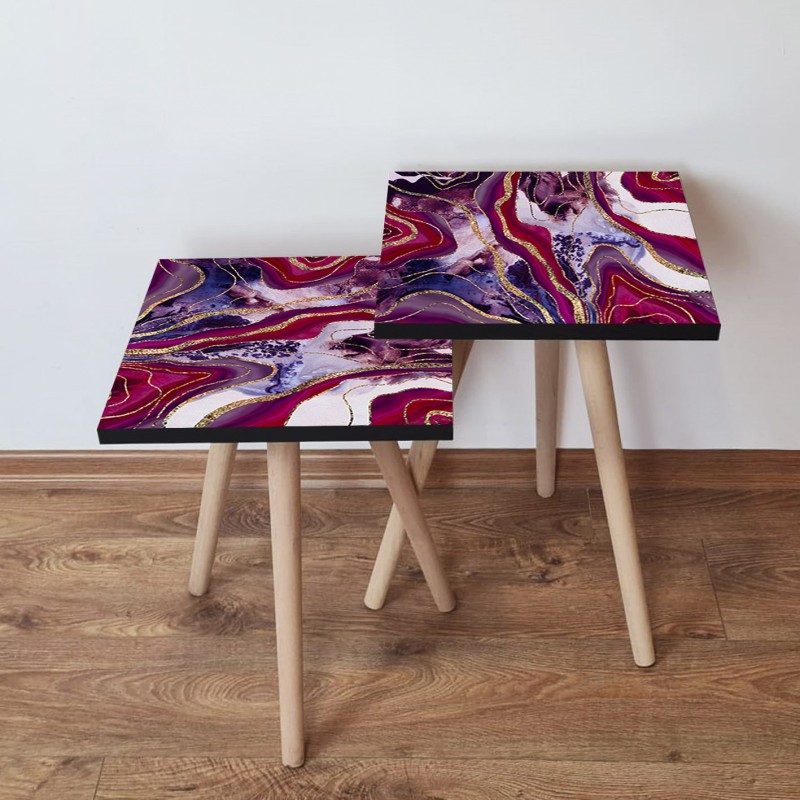 15295_0-800x800 Τραπέζια βοηθητικά Shape σαλονιού 2 τεμάχια multicolor MDF ξύλινα πόδια 35x47cm ed15295 - Image 1