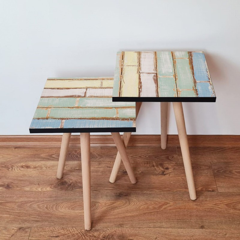 15308_0-800x800 Τραπέζια βοηθητικά Shape σαλονιού 2 τεμάχια multicolor MDF ξύλινα πόδια 35x47cm ed15308 - Image 1