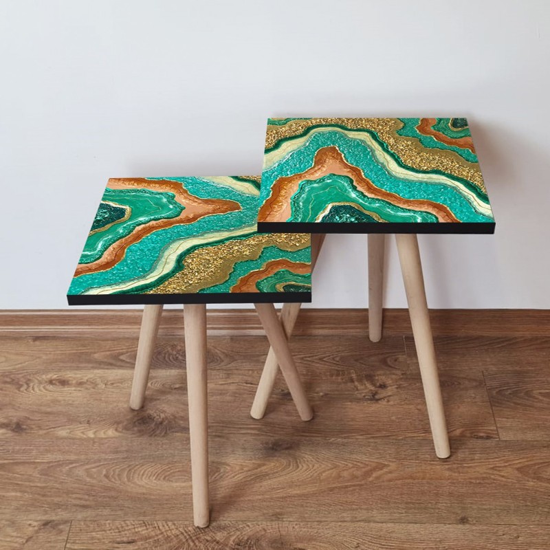 15328_0-800x800 Τραπέζια βοηθητικά Shape σαλονιού 2 τεμάχια multicolor MDF ξύλινα πόδια 35x47cm ed15328 - Image 1