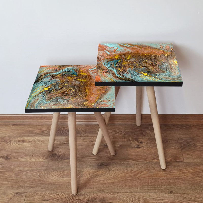 15330_0-800x800 Τραπέζια βοηθητικά Shape σαλονιού 2 τεμάχια multicolor MDF ξύλινα πόδια 35x47cm ed15330 - Image 1