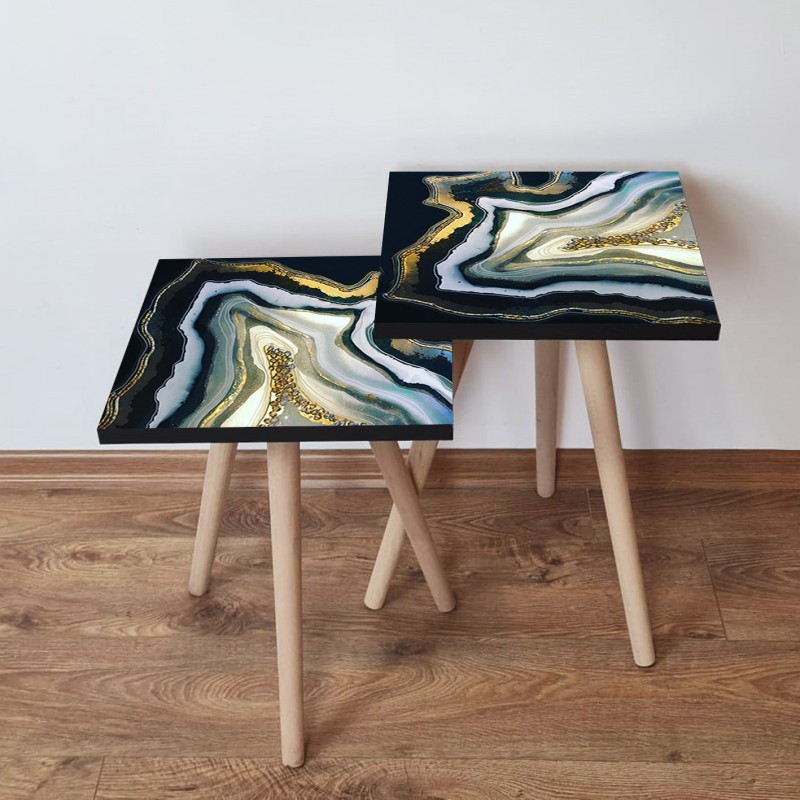 15336_0-800x800 Τραπέζια βοηθητικά Shape σαλονιού 2 τεμάχια Multicolor MDF ξύλινα πόδια 35x47cm ed15336 - Image 1