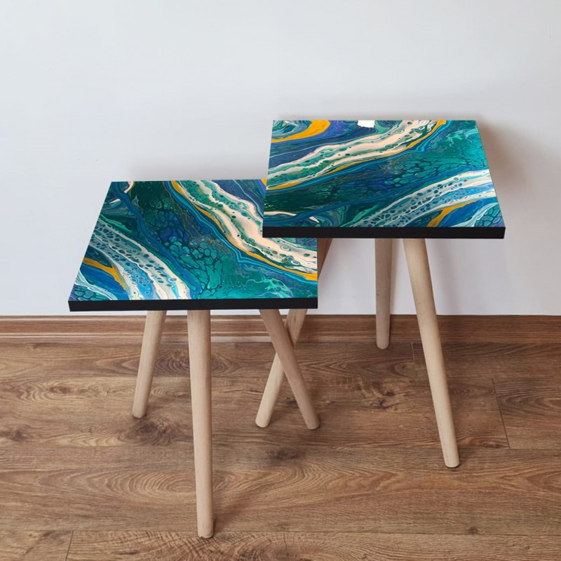 15337_0-800x800 Τραπέζια βοηθητικά Shape σαλονιού 2 τεμάχια Multicolor MDF ξύλινα πόδια 35x47cm ed15337 - Image 1