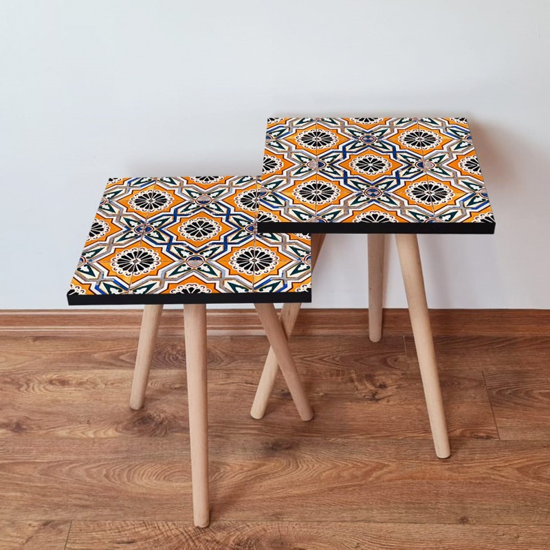 15340_0-800x800 Τραπέζια βοηθητικά Shape σαλονιού 2 τεμάχια Multicolor MDF ξύλινα πόδια 35x47cm ed15340 - Image 1