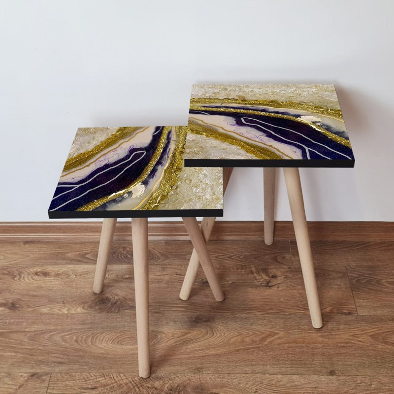 15345_0-800x800 Τραπέζια βοηθητικά Shape σαλονιού 2 τεμάχια Multicolor MDF ξύλινα πόδια 35x47cm ed15345 - Image 1