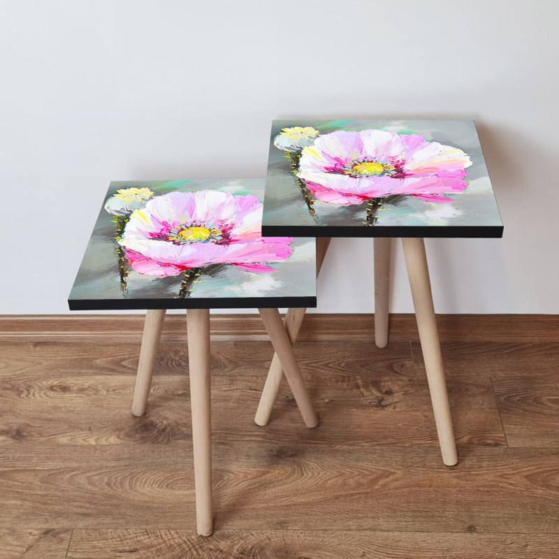 15350_0-800x800 Τραπέζια βοηθητικά Shape σαλονιού 2 τεμάχια multicolor MDF ξύλινα πόδια 35x47cm ed15350 - Image 1