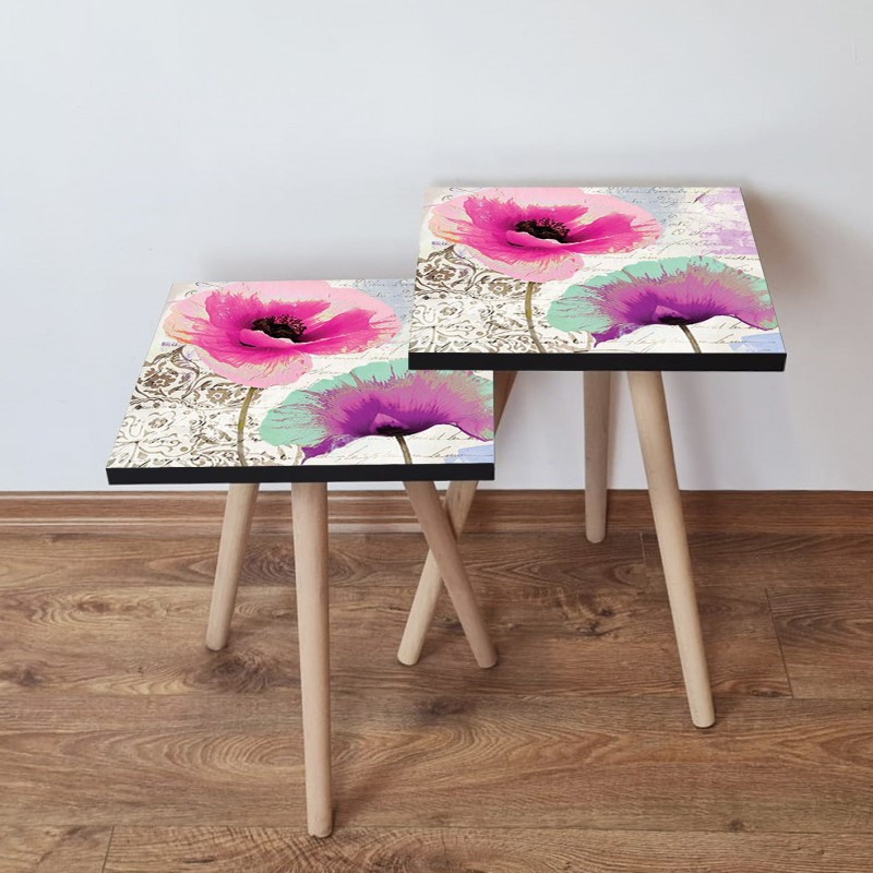 15353_0-800x800 Τραπέζια βοηθητικά Shape σαλονιού 2 τεμάχια Multicolor MDF ξύλινα πόδια 35x47cm ed15353 - Image 1