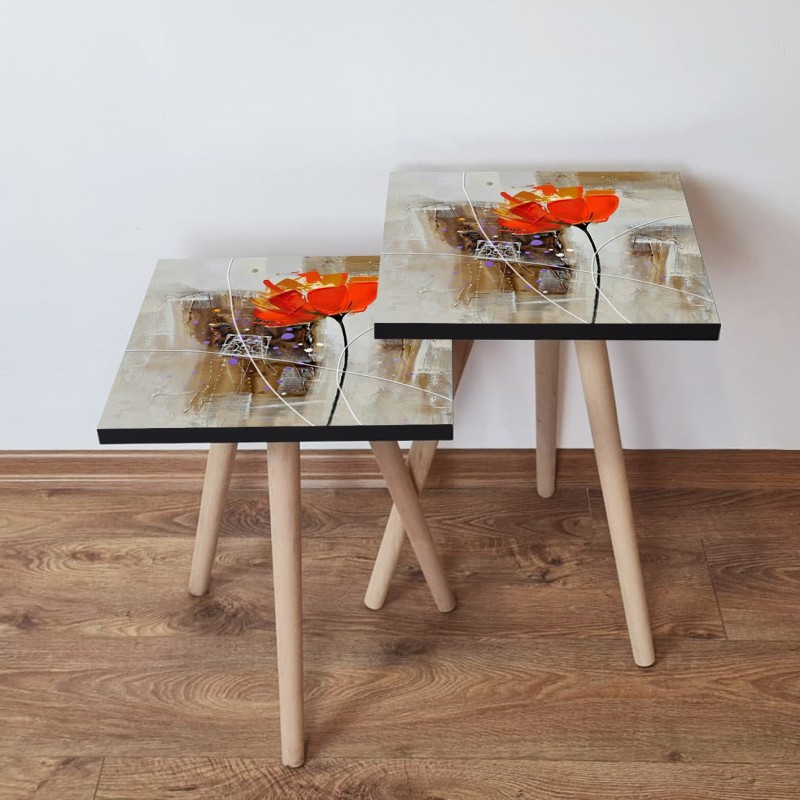 15355_0-800x800 Τραπέζια βοηθητικά Shape σαλονιού 2 τεμάχια multicolor MDF ξύλινα πόδια 35x47cm ed15355 - Image 1