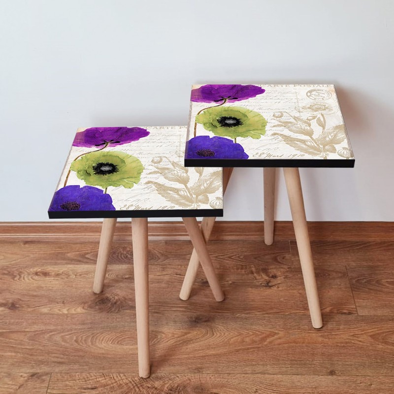 15364_0-800x800 Τραπέζια βοηθητικά Shape σαλονιού 2 τεμάχια multicolor MDF ξύλινα πόδια 35x47cm ed15364 - Image 1