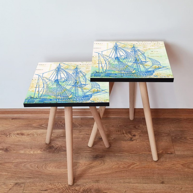 15369_0-800x800 Τραπέζια βοηθητικά Shape σαλονιού 2 τεμάχια navy blue πράσινο MDF ξύλινα πόδια 35x47cm ed15369 - Image 1