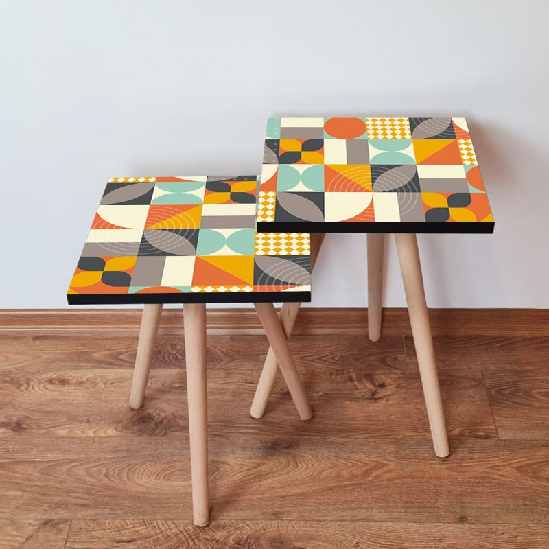 15377_0-800x800 Τραπέζια βοηθητικά Shape σαλονιού 2 τεμάχια Multicolor MDF ξύλινα πόδια 35x47cm ed15377 - Image 1