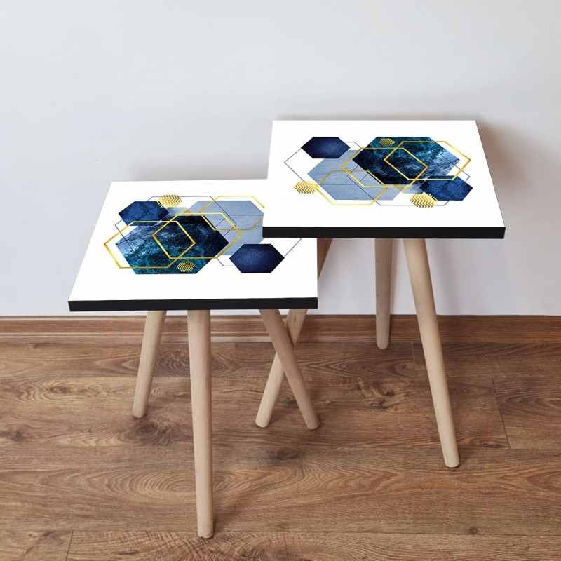 15382_0-800x800 Τραπέζια βοηθητικά Shape σαλονιού 2 τεμάχια navy blue χρυσό άσπρο MDF ξύλινα πόδια 35x47cm ed15382 - Image 1