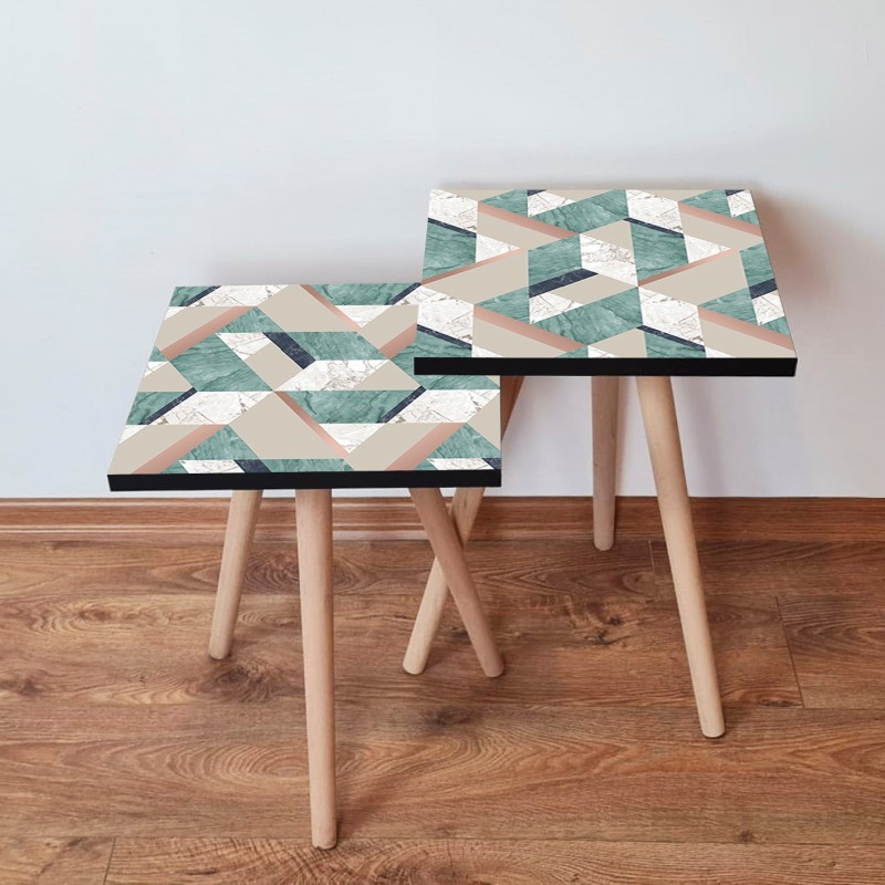 15386_0-800x800 Τραπέζια βοηθητικά Shape σαλονιού 2 τεμάχια multicolor MDF ξύλινα πόδια 35x47cm ed15386 - Image 1