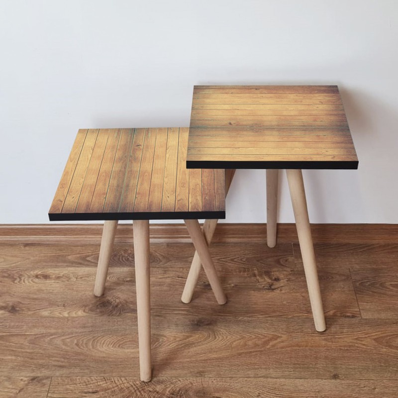 15387_0-800x800 Τραπέζια βοηθητικά Shape σαλονιού 2 τεμάχια camel MDF ξύλινα πόδια 35x47cm ed15387 - Image 1