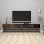 Έπιπλο tv Pavia καρυδί μαύρο χρώμα μελαμίνη 180x35x40cm ed153
