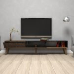 Έπιπλο tv Pavia καρυδί μαύρο χρώμα μελαμίνη 180x35x40cm ed153 - Image 5