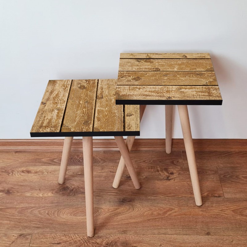 15405_0-800x800 Τραπέζια βοηθητικά Shape σαλονιού 2 τεμάχια camel MDF ξύλινα πόδια 35x47cm ed15405 - Image 1