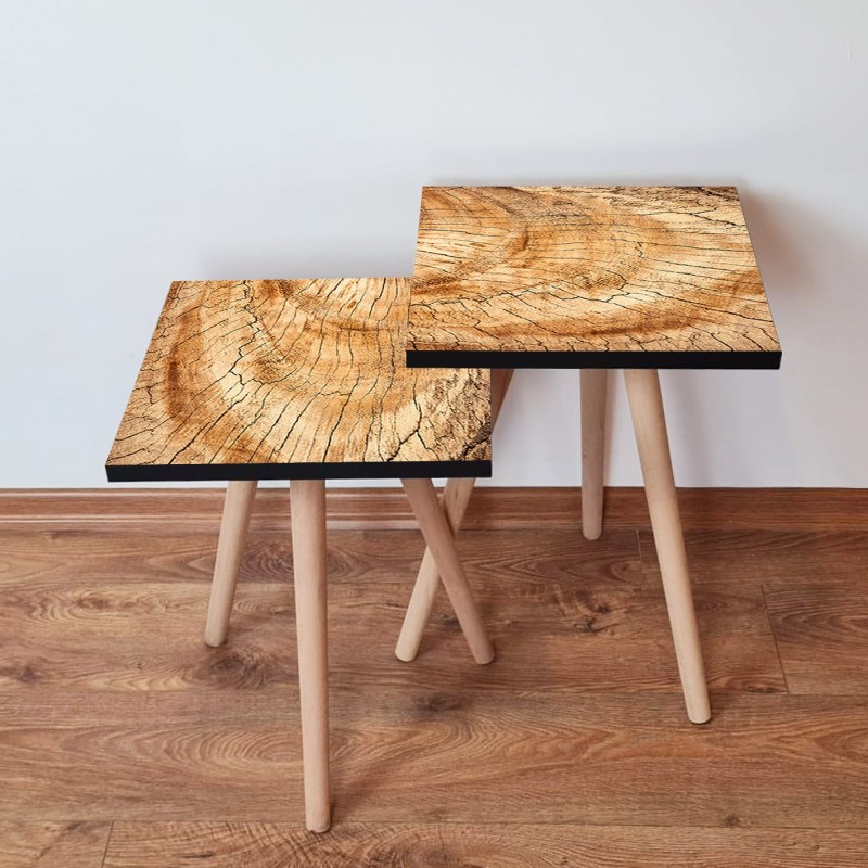 15409_0-800x800 Τραπέζια βοηθητικά Shape σαλονιού 2 τεμάχια camel MDF ξύλινα πόδια 35x47cm ed15409 - Image 1