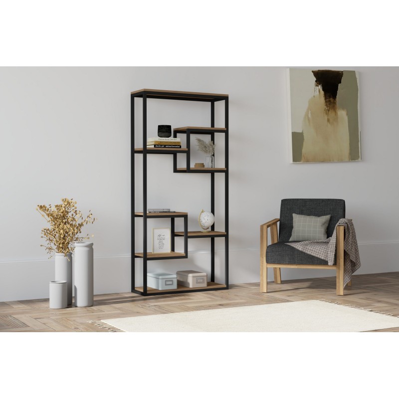 1540_0-800x800 Βιβλιοθήκη Emina καρυδί μελαμίνη 85x29x182εκ ed1540 - Image 1