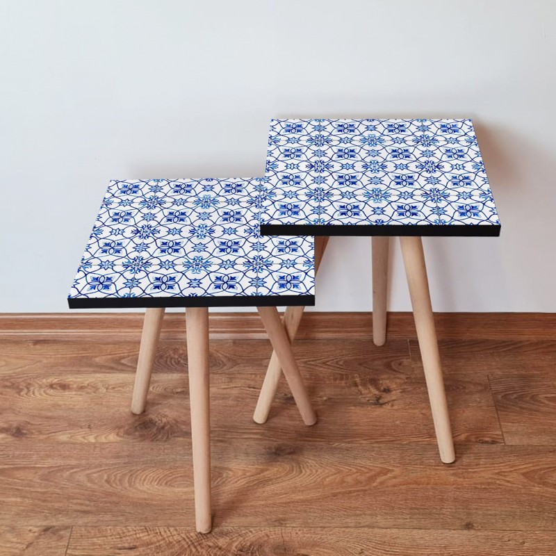 15429_0-800x800 Τραπέζια βοηθητικά Shape σαλονιού 2 τεμάχια navy blue άσπρο MDF ξύλινα πόδια 35x47cm ed15429 - Image 1