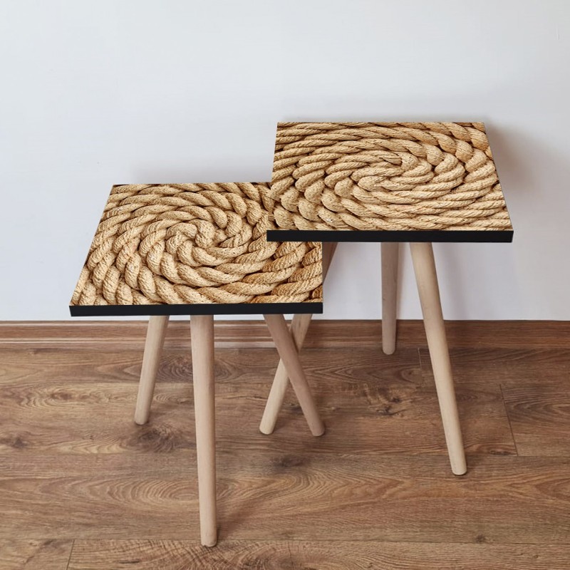 15434_0-800x800 Τραπέζια βοηθητικά Shape σαλονιού 2 τεμάχια μπεζ MDF ξύλινα πόδια 35x47cm ed15434 - Image 1