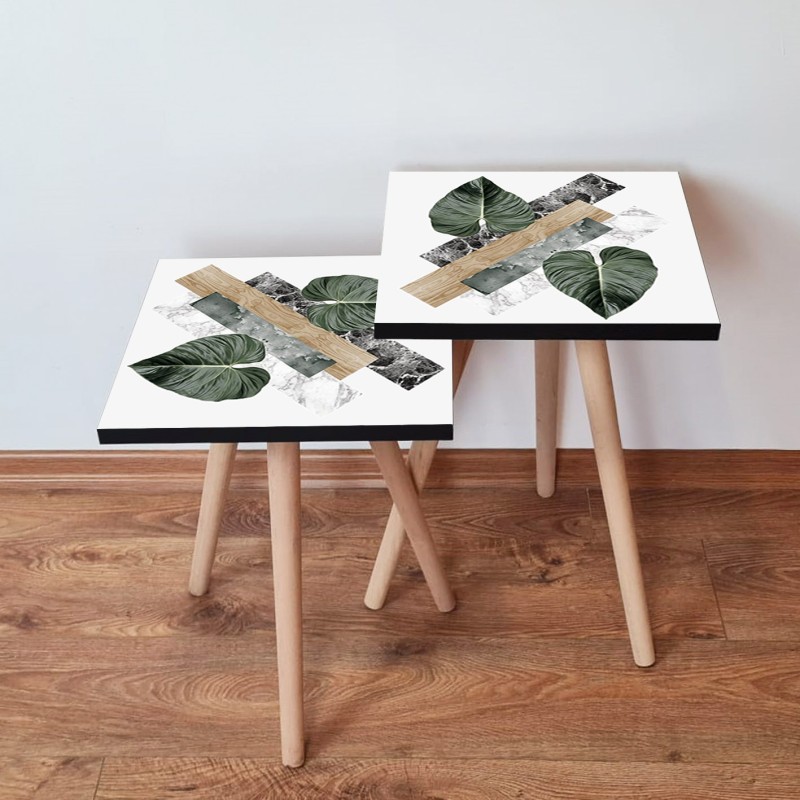 15446_0-800x800 Τραπέζια βοηθητικά Shape σαλονιού 2 τεμάχια άσπρο πράσινο μπεζ μαύρο MDF ξύλινα πόδια 35x47cm ed15446 - Image 1