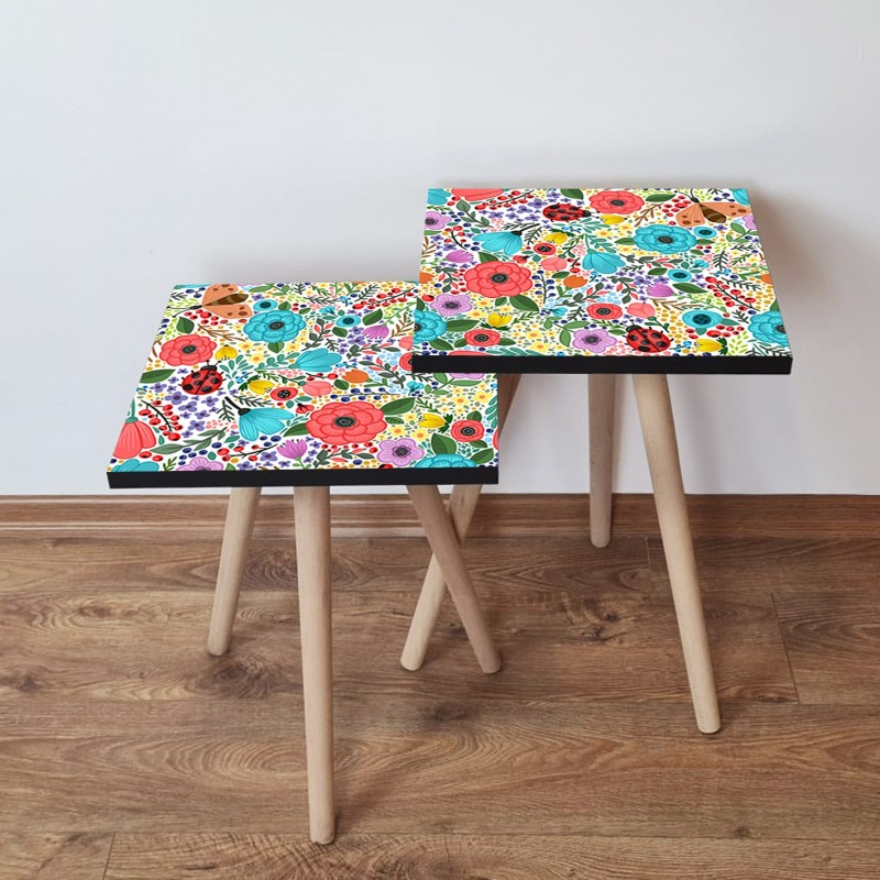 15457_0-800x800 Τραπέζια βοηθητικά Shape σαλονιού 2 τεμάχια multicolor MDF ξύλινα πόδια 35x47cm ed15457 - Image 1