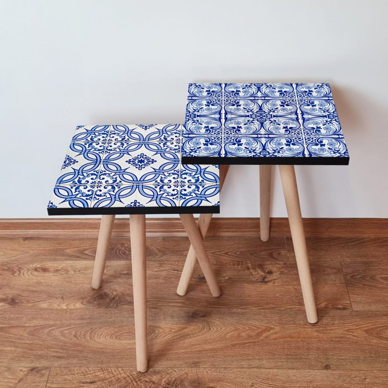 15468_0-800x800 Τραπέζια βοηθητικά Shape σαλονιού 2 τεμάχια navy blue άσπρο MDF ξύλινα πόδια 35x47cm ed15468 - Image 1