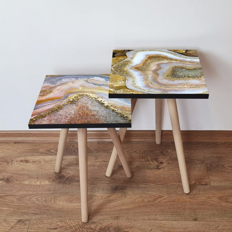 15476_0-800x800 Τραπέζια βοηθητικά Shape σαλονιού 2 τεμάχια multicolor MDF ξύλινα πόδια 35x47cm ed15476 - Image 1