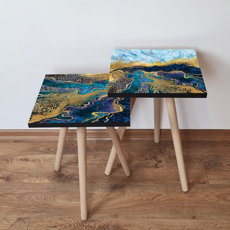 15478_0-800x800 Τραπέζια βοηθητικά Shape σαλονιού 2 τεμάχια multicolor MDF ξύλινα πόδια 35x47cm ed15478 - Image 1