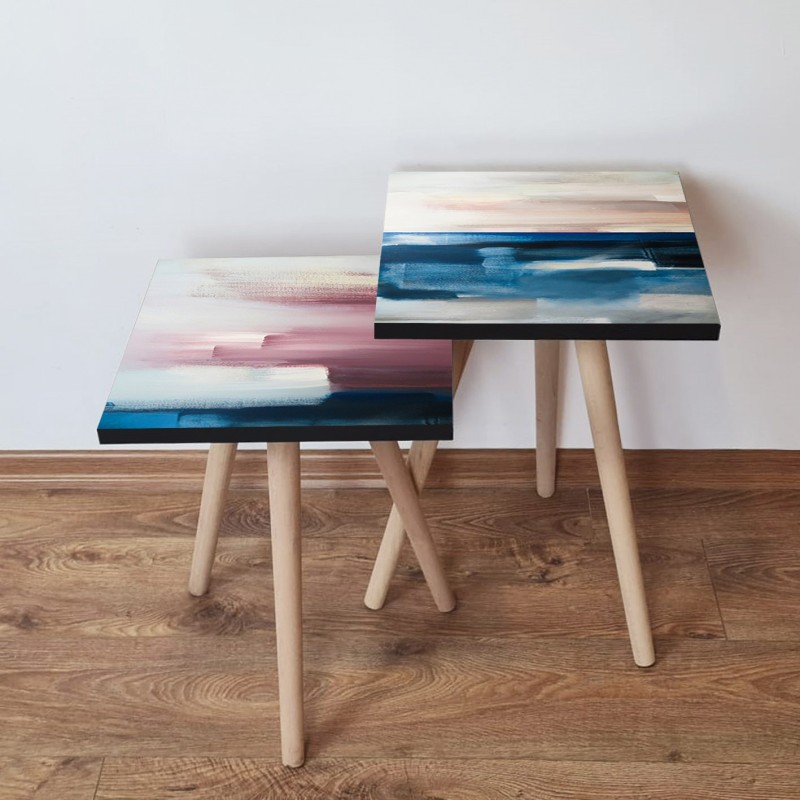 15479_0-800x800 Τραπέζια βοηθητικά Shape σαλονιού 2 τεμάχια multicolor MDF ξύλινα πόδια 35x47cm ed15479 - Image 1