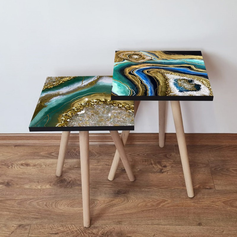 15482_0-800x800 Τραπέζια βοηθητικά Shape σαλονιού 2 τεμάχια multicolor MDF ξύλινα πόδια 35x47cm ed15482 - Image 1