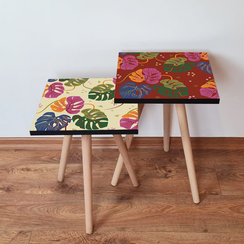 15490_0-800x800 Τραπέζια βοηθητικά Shape σαλονιού 2 τεμάχια multicolor MDF ξύλινα πόδια 35x47cm ed15490 - Image 1