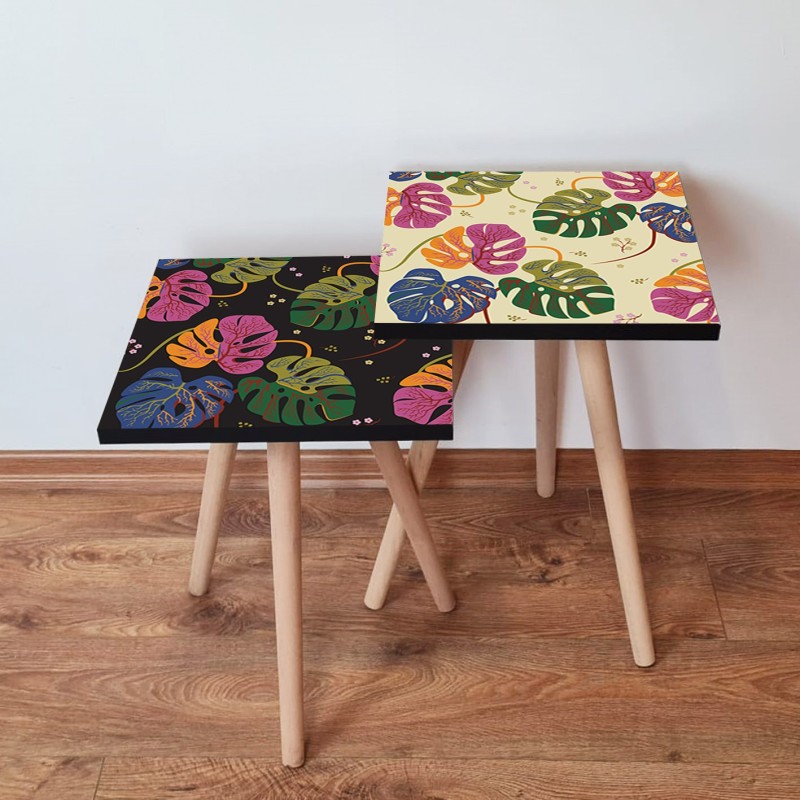 15491_0-800x800 Τραπέζια βοηθητικά Shape σαλονιού 2 τεμάχια multicolor MDF ξύλινα πόδια 35x47cm ed15491 - Image 1