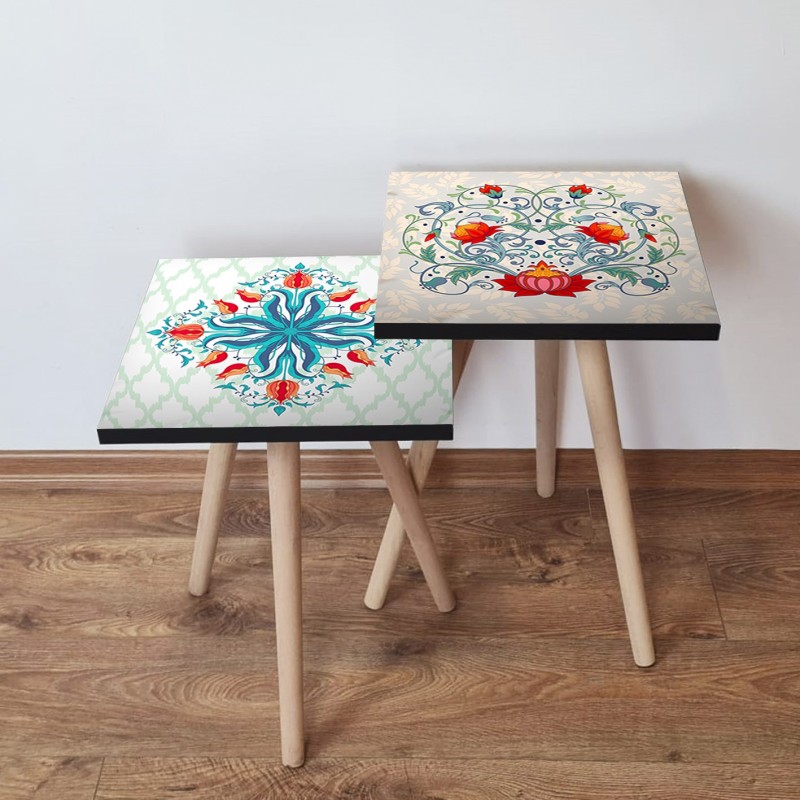 15492_0-800x800 Τραπέζια βοηθητικά Shape σαλονιού 2 τεμάχια multicolor MDF ξύλινα πόδια 35x47cm ed15492 - Image 1