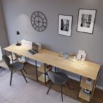 Γραφείo Doppio oak χρώμα μελαμίνη μέταλλο 270x60x74cm ed154