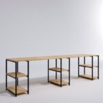 Γραφείo Doppio oak χρώμα μελαμίνη μέταλλο 270x60x74cm ed154 - Image 5