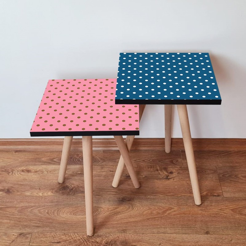 15509_0-800x800 Τραπέζια βοηθητικά Shape σαλονιού 2 τεμάχια ροζ navy blue MDF ξύλινα πόδια 35x47cm ed15509 - Image 1