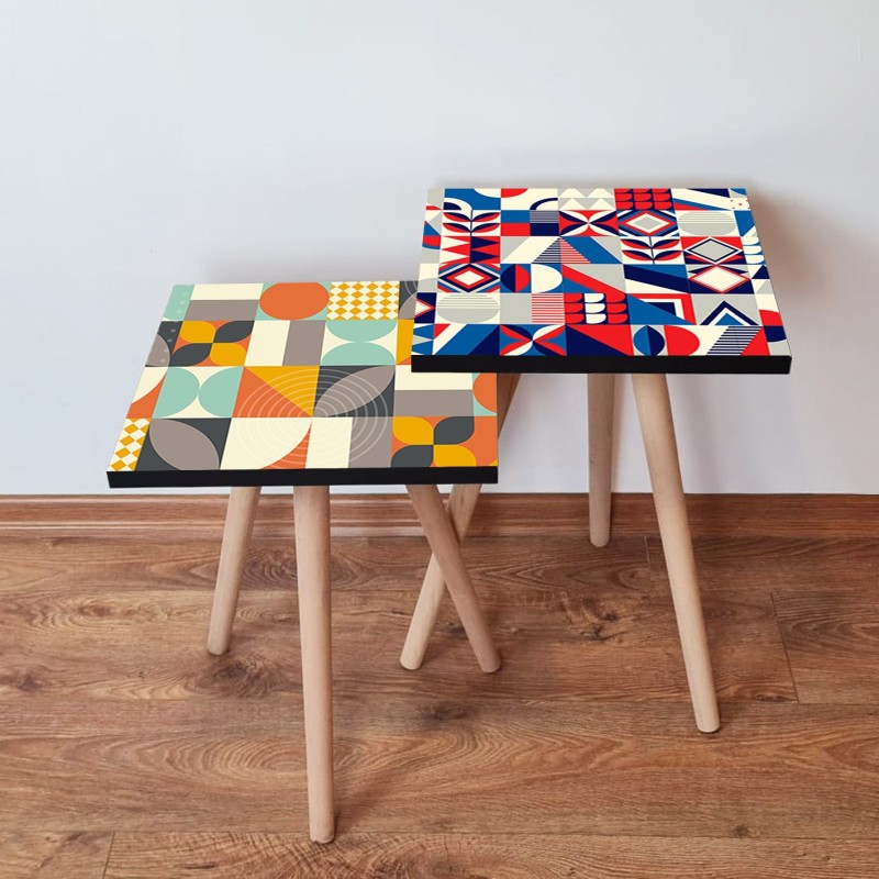 15514_0-800x800 Τραπέζια βοηθητικά Shape σαλονιού 2 τεμάχια multicolor MDF ξύλινα πόδια 35x47cm ed15514 - Image 1