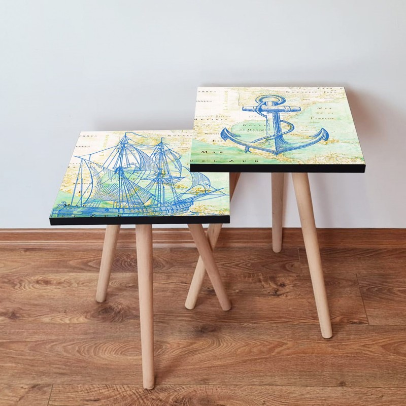 15516_0-800x800 Τραπέζια βοηθητικά Shape σαλονιού 2 τεμάχια multicolor MDF ξύλινα πόδια 35x47cm ed15516 - Image 1