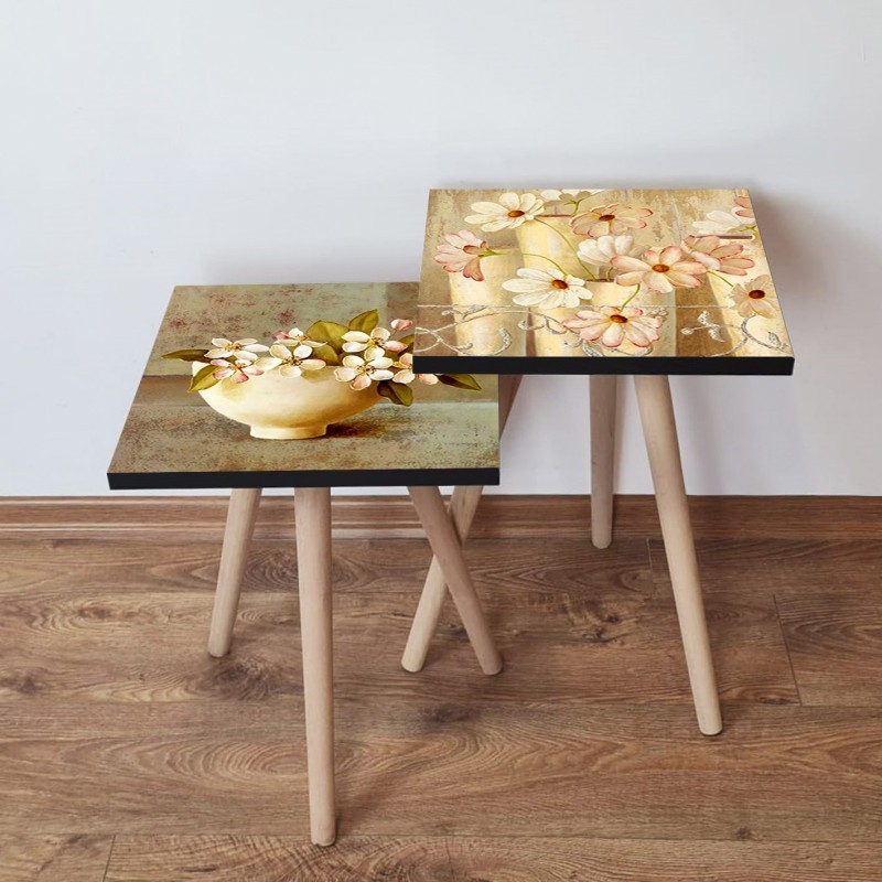 15518_0-800x800 Τραπέζια βοηθητικά Shape σαλονιού 2 τεμάχια multicolor MDF ξύλινα πόδια 35x47cm ed15518 - Image 1