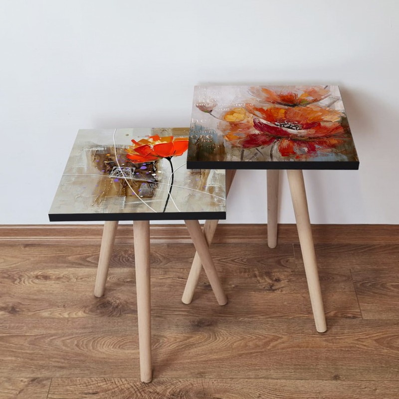 15520_0-800x800 Τραπέζια βοηθητικά Shape σαλονιού 2 τεμάχια multicolor MDF ξύλινα πόδια 35x47cm ed15520 - Image 1