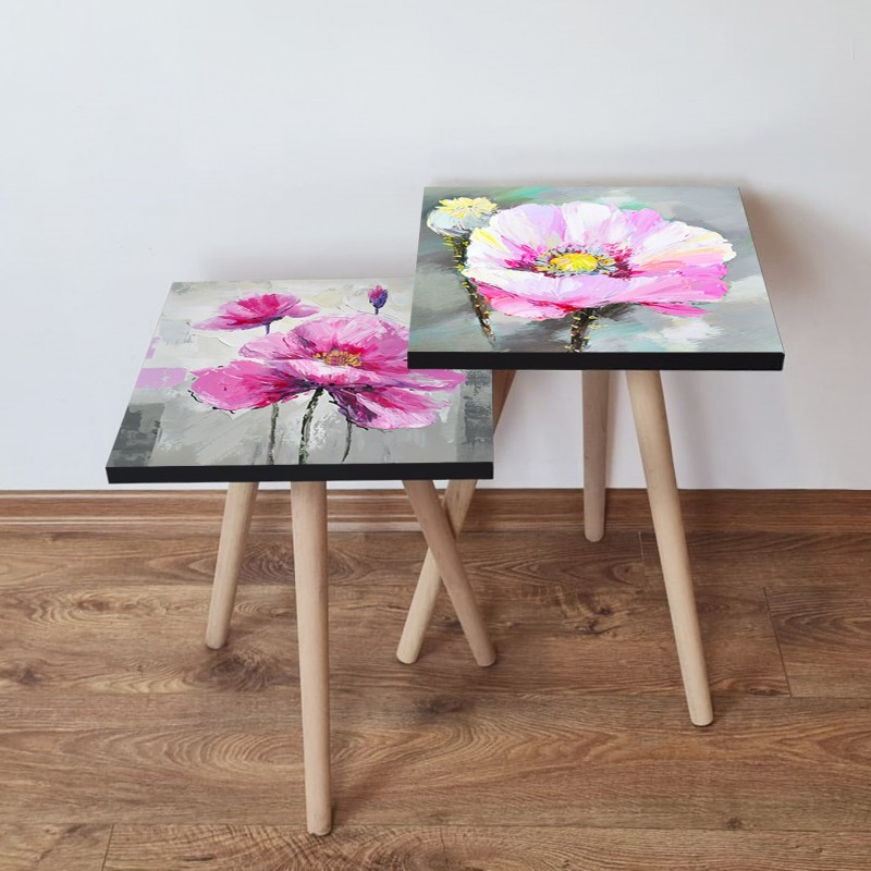 15521_0-800x800 Τραπέζια βοηθητικά Shape σαλονιού 2 τεμάχια multicolor MDF ξύλινα πόδια 35x47cm ed15521 - Image 1