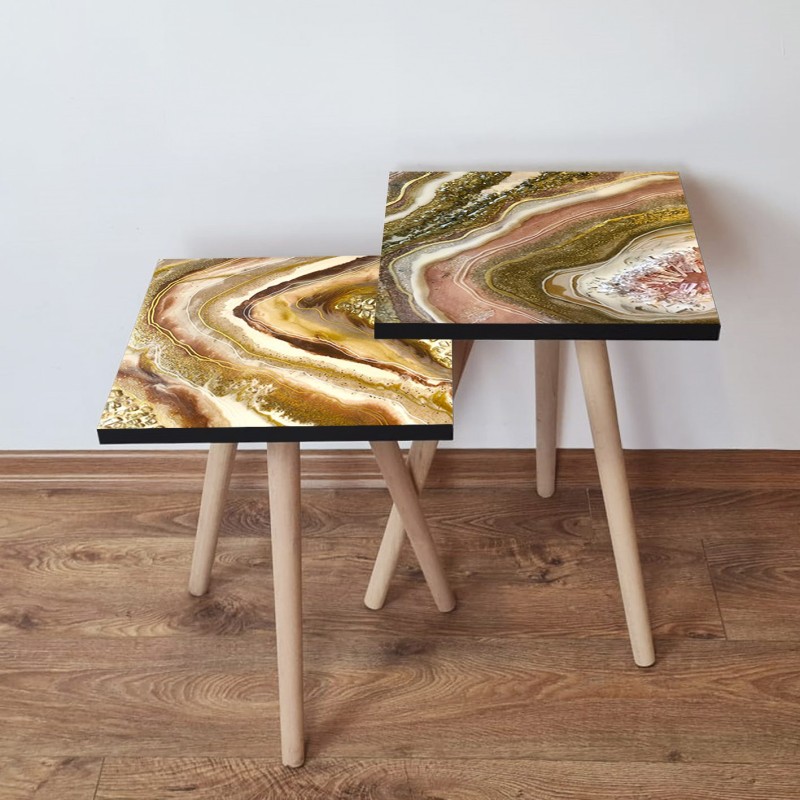 15523_0-800x800 Τραπέζια βοηθητικά Shape σαλονιού 2 τεμάχια multicolor MDF ξύλινα πόδια 35x47cm ed15523 - Image 1