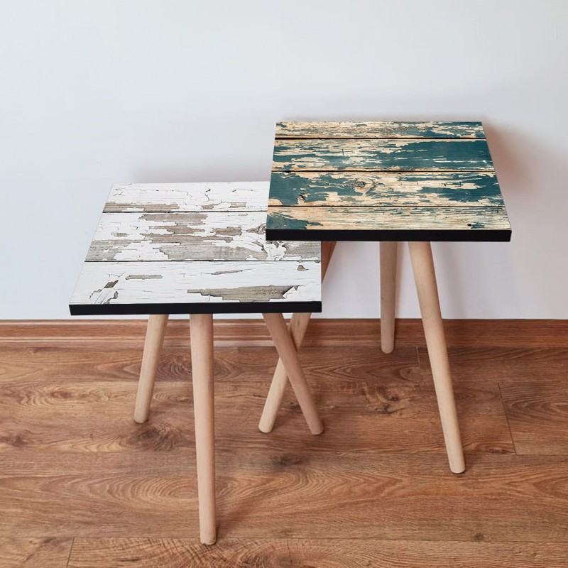 15525_0-800x800 Τραπέζια βοηθητικά Shape σαλονιού 2 τεμάχια άσπρο γκρι πράσινο camel MDF ξύλινα πόδια 35x47cm ed15525 - Image 1