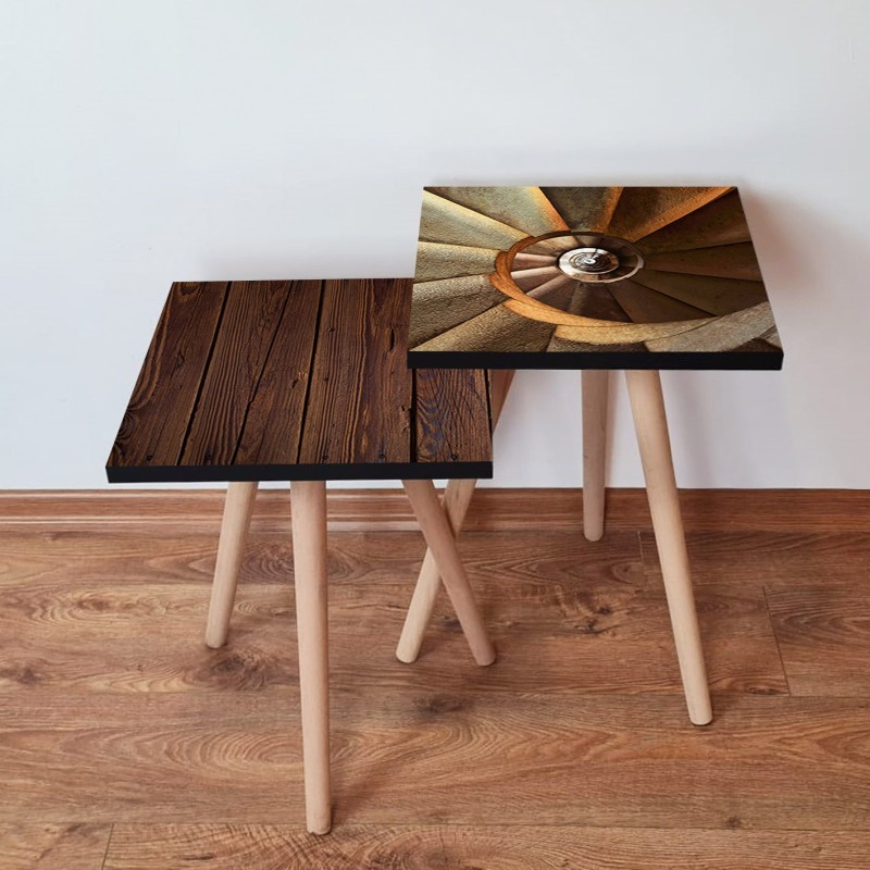 15543_0-800x800 Τραπέζια βοηθητικά Shape σαλονιού 2 τεμάχια καφέ camel άσπρο MDF ξύλινα πόδια 35x47cm ed15543 - Image 1