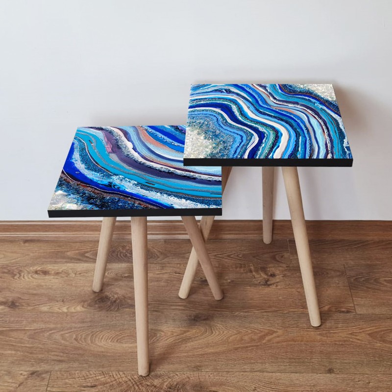 15548_0-800x800 Τραπέζια βοηθητικά Shape σαλονιού 2 τεμάχια Multicolor MDF ξύλινα πόδια 35x47cm ed15548 - Image 1