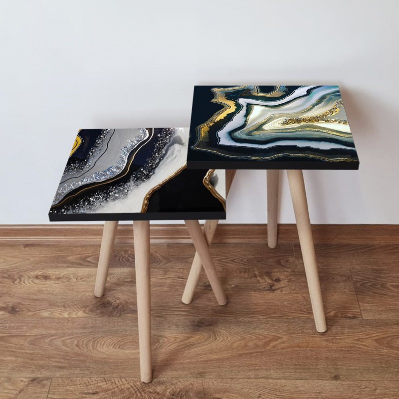 15549_0-800x800 Τραπέζια βοηθητικά Shape σαλονιού 2 τεμάχια Multicolor MDF ξύλινα πόδια 35x47cm ed15549 - Image 1