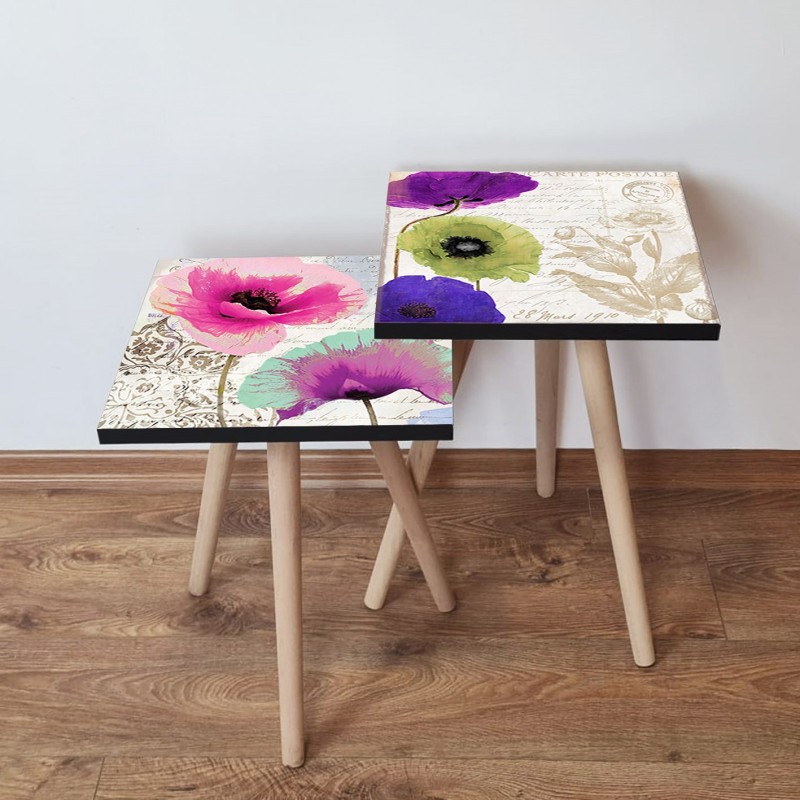 15554_0-800x800 Τραπέζια βοηθητικά Shape σαλονιού 2 τεμάχια Multicolor MDF ξύλινα πόδια 35x47cm ed15554 - Image 1